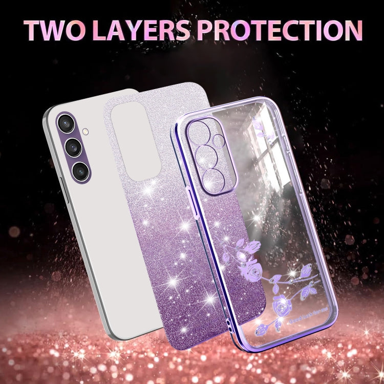 For Samsung Galaxy S24+ 5G Gradient Glitter Flower All-inclusive Phone Case