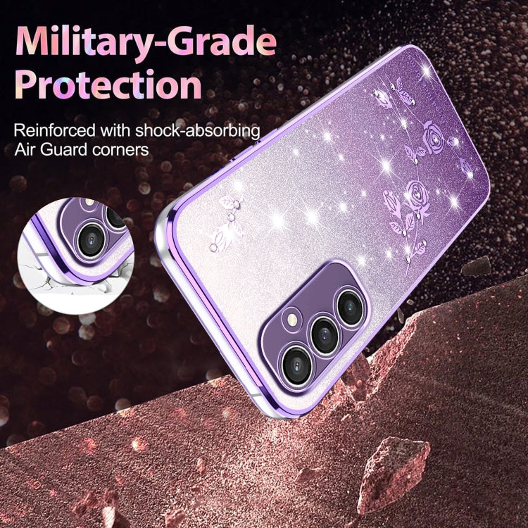 For Samsung Galaxy S24+ 5G Gradient Glitter Flower All-inclusive Phone Case