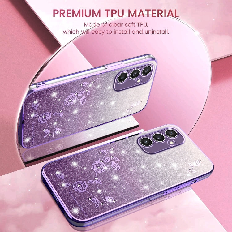 For Samsung Galaxy S24+ 5G Gradient Glitter Flower All-inclusive Phone Case