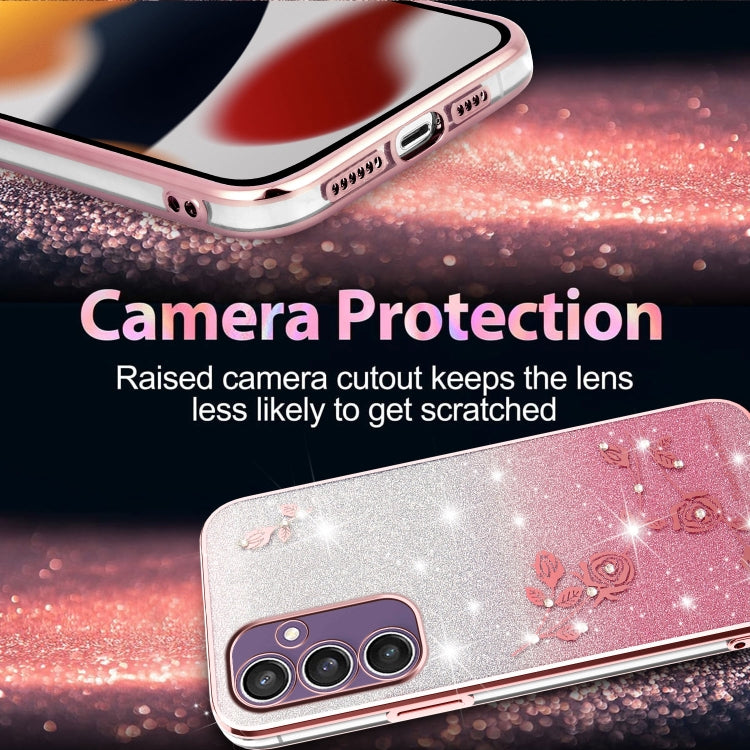For Samsung Galaxy S24+ 5G Gradient Glitter Flower All-inclusive Phone Case
