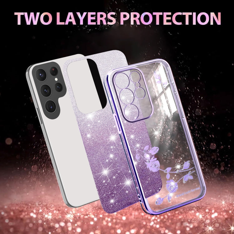 For Samsung Galaxy S23 Ultra 5G Gradient Glitter Flower All-inclusive Phone Case
