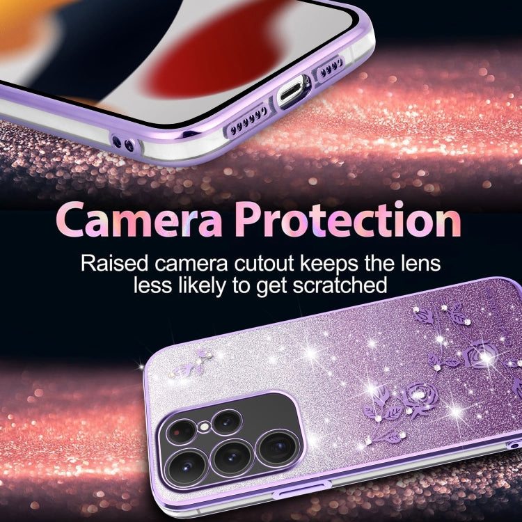 For Samsung Galaxy S23 Ultra 5G Gradient Glitter Flower All-inclusive Phone Case