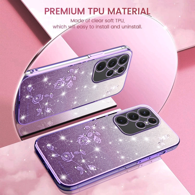 For Samsung Galaxy S23 Ultra 5G Gradient Glitter Flower All-inclusive Phone Case