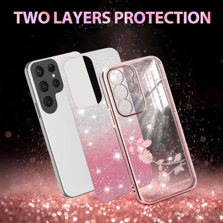 For Samsung Galaxy S23 Ultra 5G Gradient Glitter Flower All-inclusive Phone Case