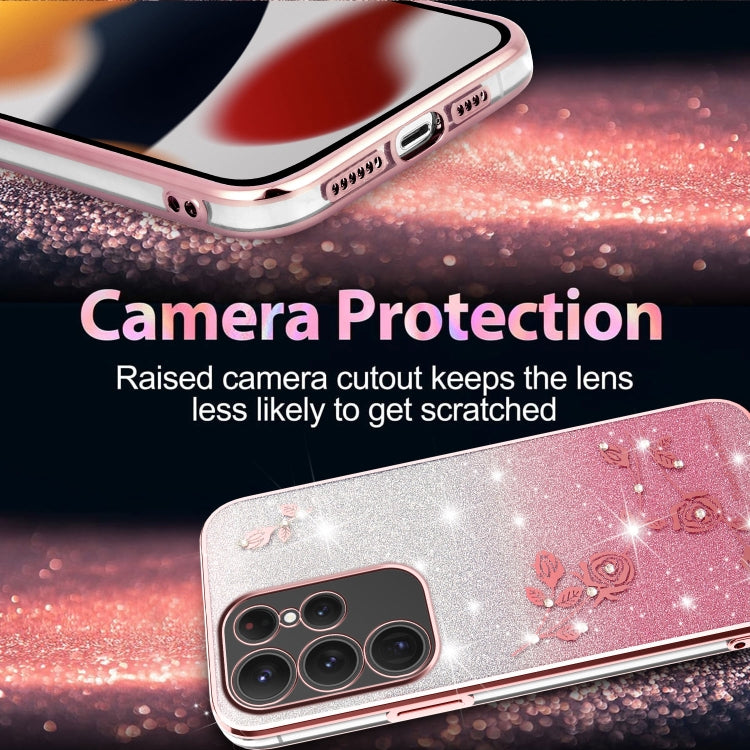 For Samsung Galaxy S23 Ultra 5G Gradient Glitter Flower All-inclusive Phone Case