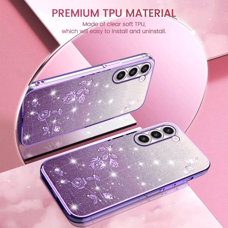 For Samsung Galaxy S23+ 5G Gradient Glitter Flower All-inclusive Phone Case