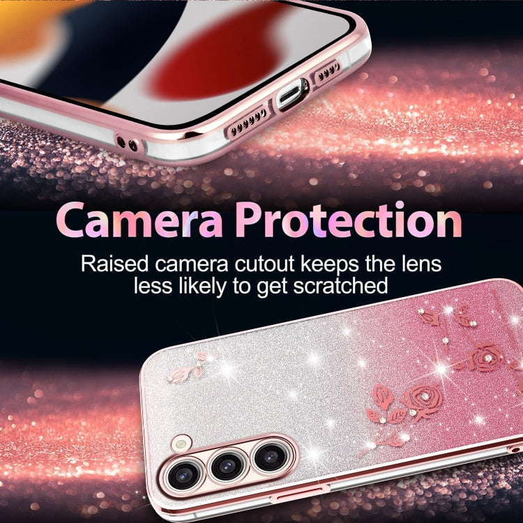 For Samsung Galaxy S23+ 5G Gradient Glitter Flower All-inclusive Phone Case