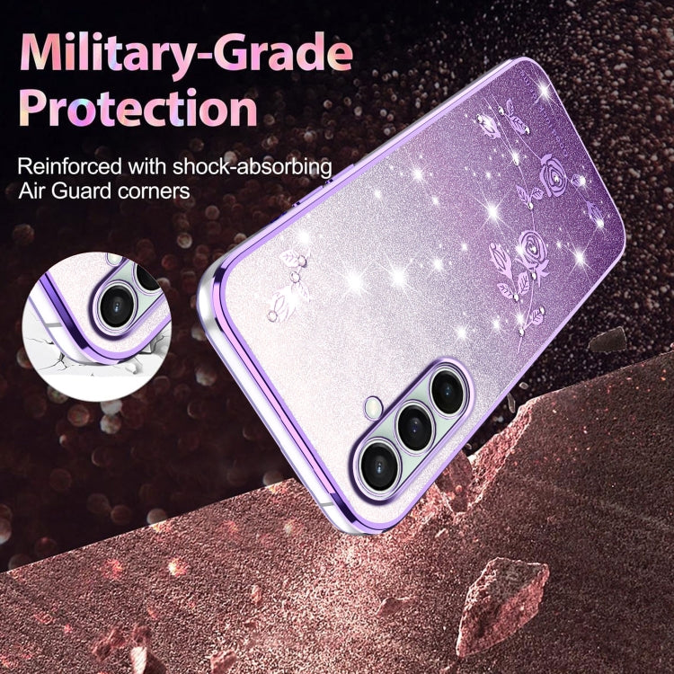 For Samsung Galaxy S24 FE 5G Gradient Glitter Flower All-inclusive Phone Case