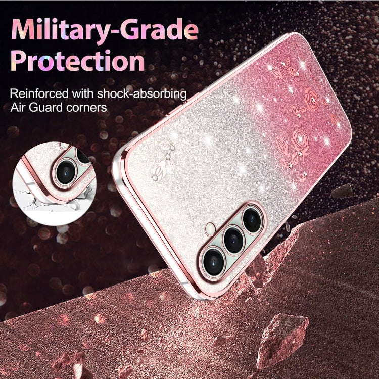 For Samsung Galaxy S24 FE 5G Gradient Glitter Flower All-inclusive Phone Case
