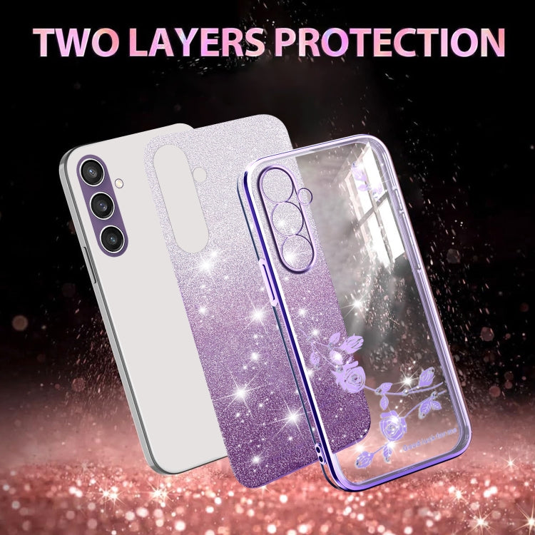 For Samsung Galaxy S23 FE 5G Gradient Glitter Flower All-inclusive Phone Case