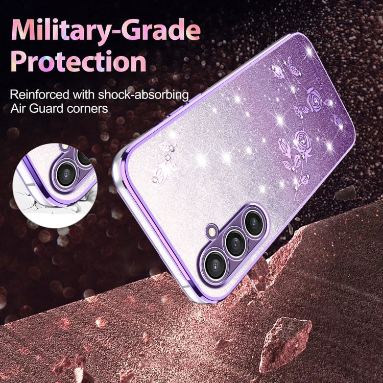 For Samsung Galaxy S23 FE 5G Gradient Glitter Flower All-inclusive Phone Case