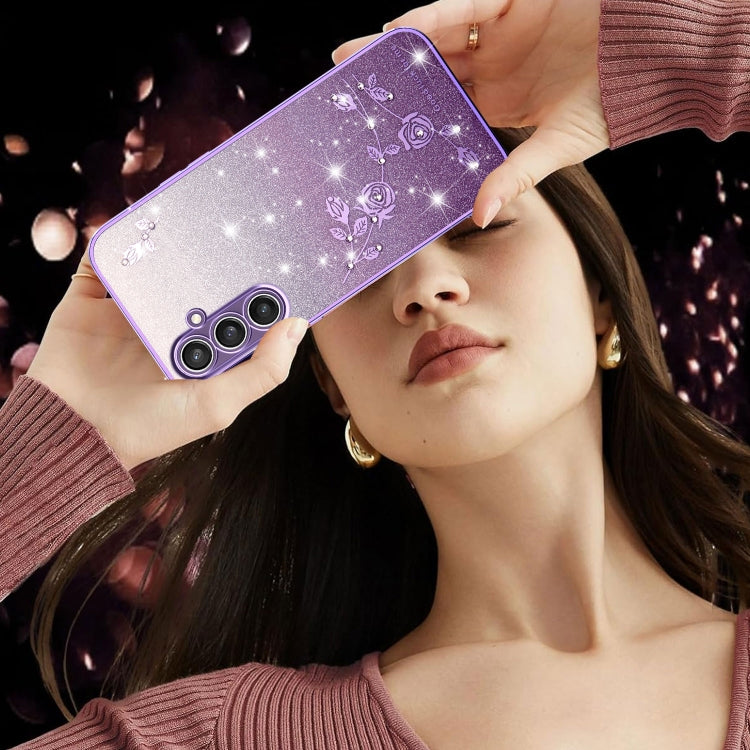 For Samsung Galaxy S23 FE 5G Gradient Glitter Flower All-inclusive Phone Case