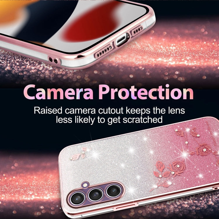 For Samsung Galaxy S23 FE 5G Gradient Glitter Flower All-inclusive Phone Case