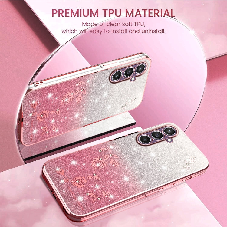 For Samsung Galaxy S23 FE 5G Gradient Glitter Flower All-inclusive Phone Case