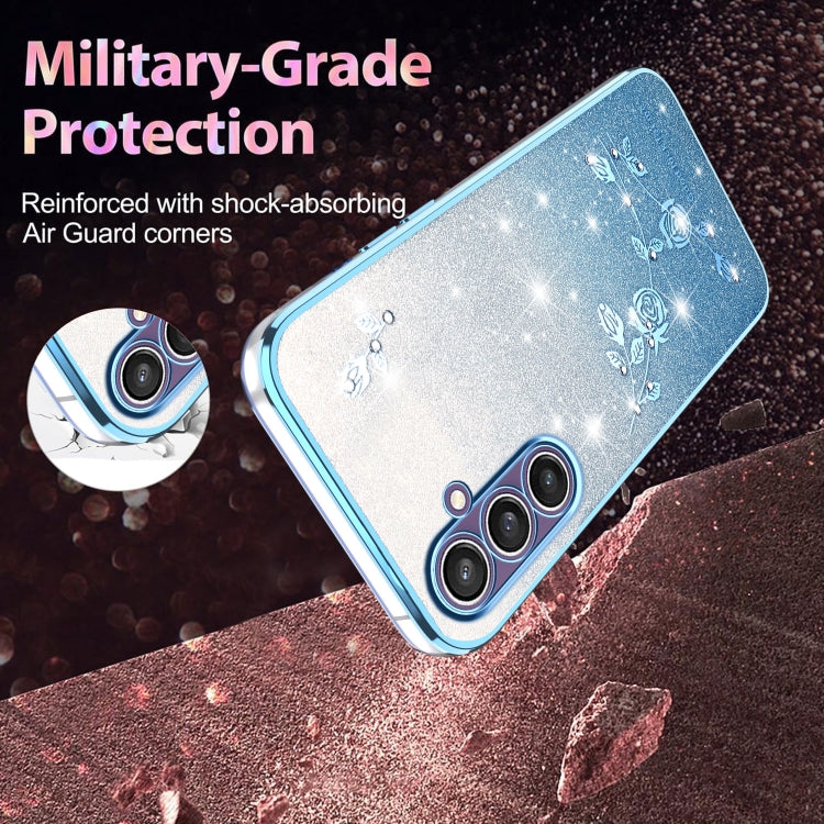 For Samsung Galaxy S23 FE 5G Gradient Glitter Flower All-inclusive Phone Case