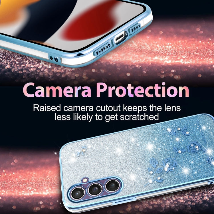 For Samsung Galaxy S23 FE 5G Gradient Glitter Flower All-inclusive Phone Case
