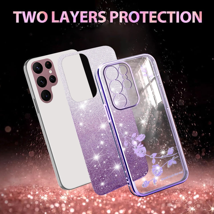For Samsung Galaxy S22 Ultra 5G Gradient Glitter Flower All-inclusive Phone Case