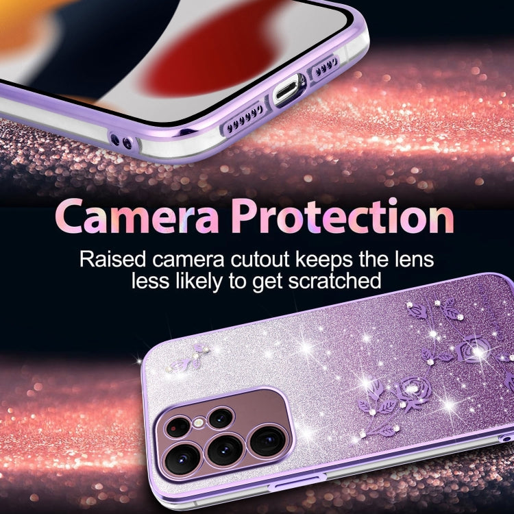 For Samsung Galaxy S22 Ultra 5G Gradient Glitter Flower All-inclusive Phone Case