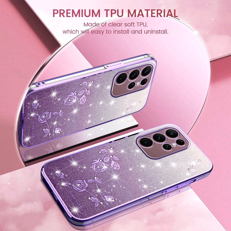 For Samsung Galaxy S22 Ultra 5G Gradient Glitter Flower All-inclusive Phone Case