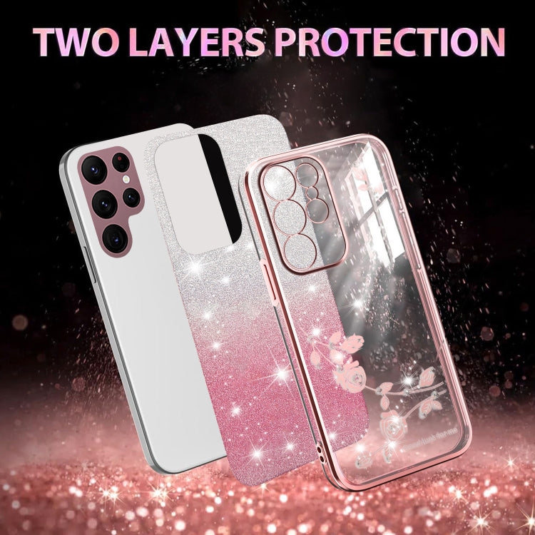 For Samsung Galaxy S22 Ultra 5G Gradient Glitter Flower All-inclusive Phone Case