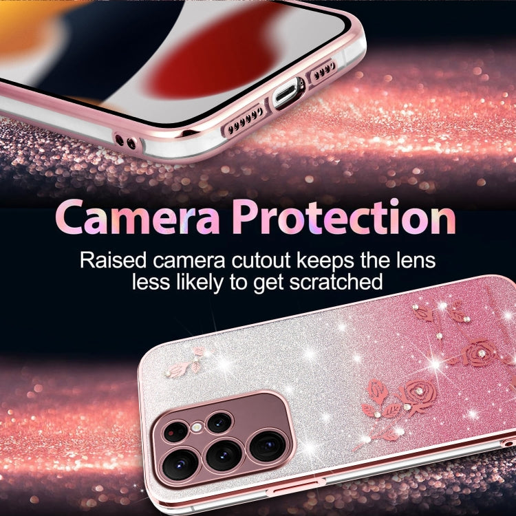 For Samsung Galaxy S22 Ultra 5G Gradient Glitter Flower All-inclusive Phone Case