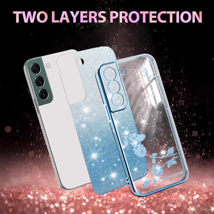 ForSamsung Galaxy S22+ 5G Gradient Glitter Flower All-inclusive Phone Case