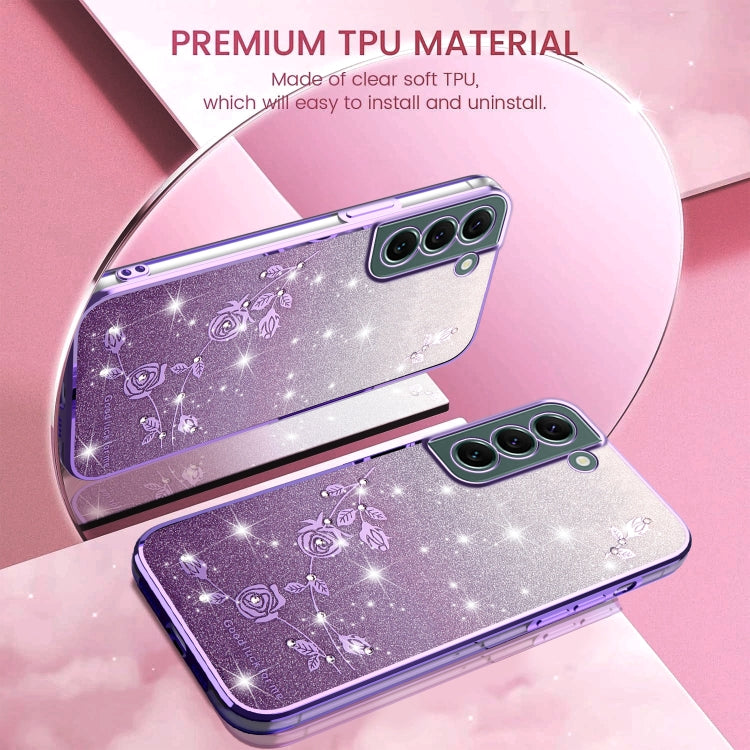 For Samsung Galaxy S22 5G Gradient Glitter Flower All-inclusive Phone Case