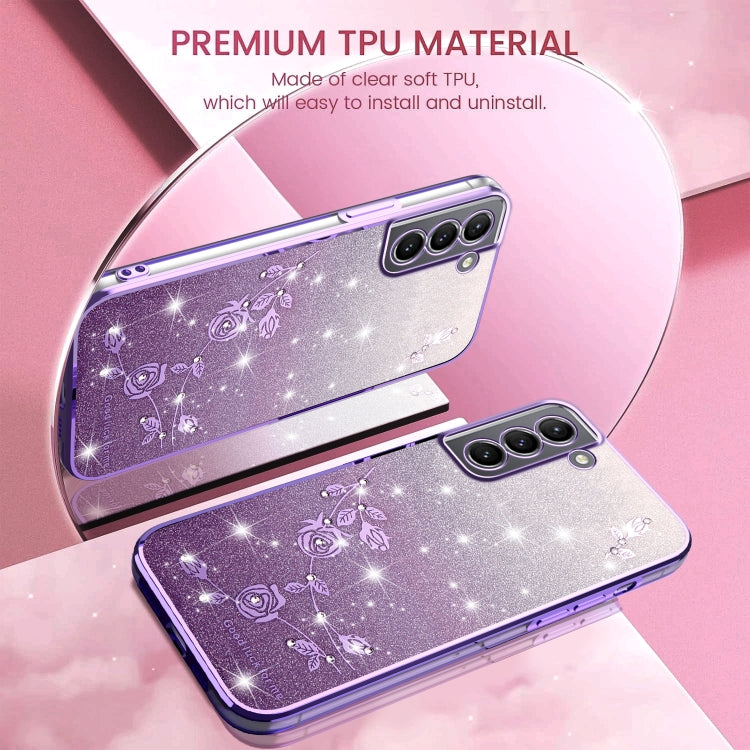 For Samsung Galaxy S21 5G Gradient Glitter Flower All-inclusive Phone Case