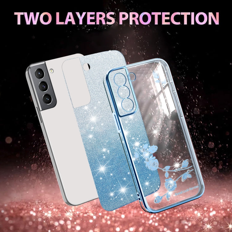 For Samsung Galaxy S21 5G Gradient Glitter Flower All-inclusive Phone Case