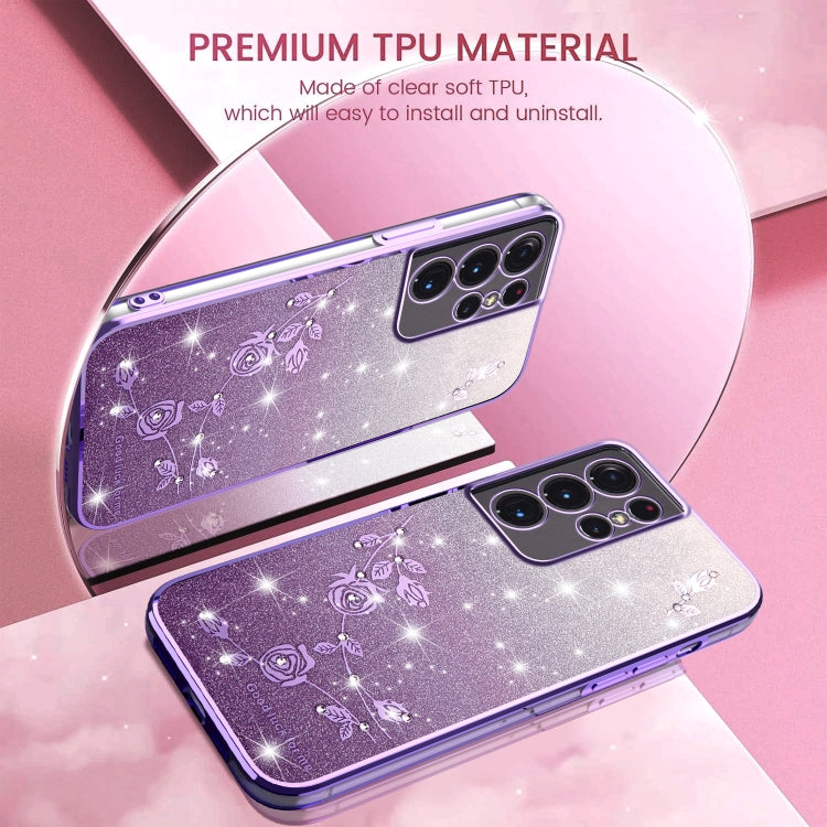 For Samsung Galaxy S21 Ultra 5G Gradient Glitter Flower All-inclusive Phone Case