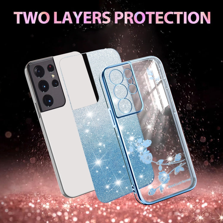 For Samsung Galaxy S21 Ultra 5G Gradient Glitter Flower All-inclusive Phone Case