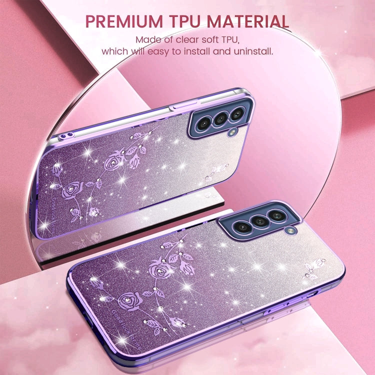For Samsung Galaxy S21 FE 5G Gradient Glitter Flower All-inclusive Phone Case