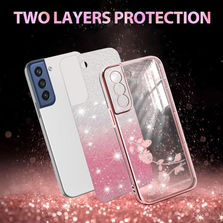 For Samsung Galaxy S21 FE 5G Gradient Glitter Flower All-inclusive Phone Case