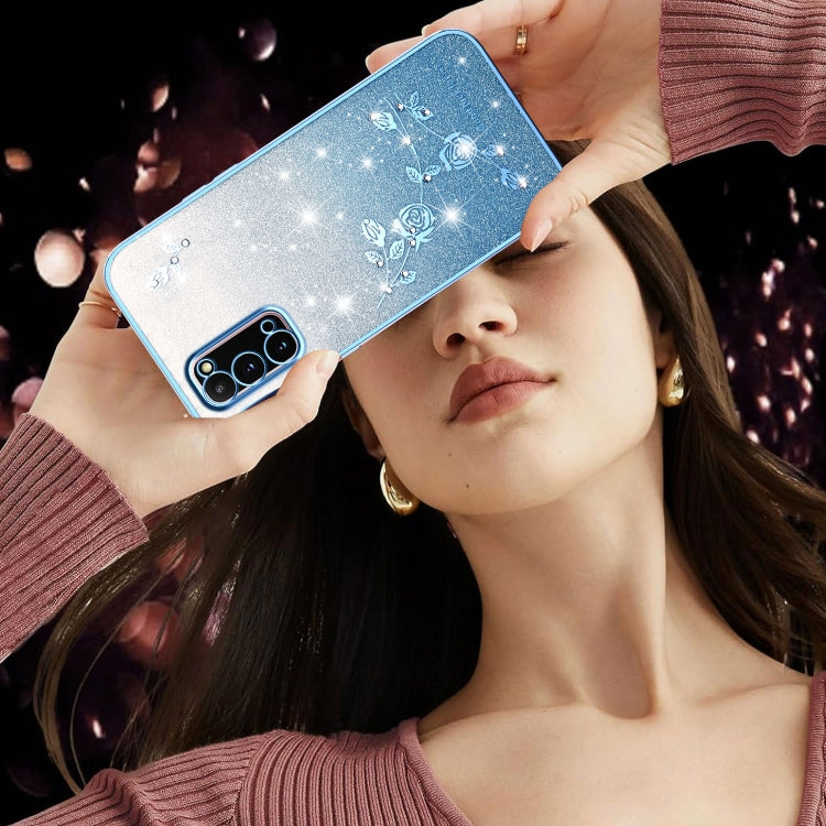 For Samsung Galaxy S20 Gradient Glitter Flower All-inclusive Phone Case