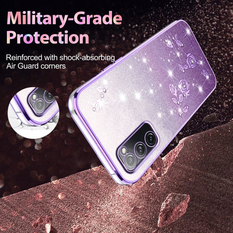 For Samsung Galaxy S20 FE Gradient Glitter Flower All-inclusive Phone Case