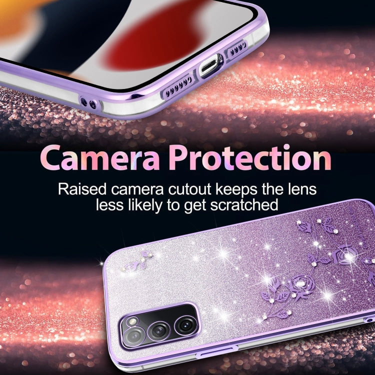 For Samsung Galaxy S20 FE Gradient Glitter Flower All-inclusive Phone Case