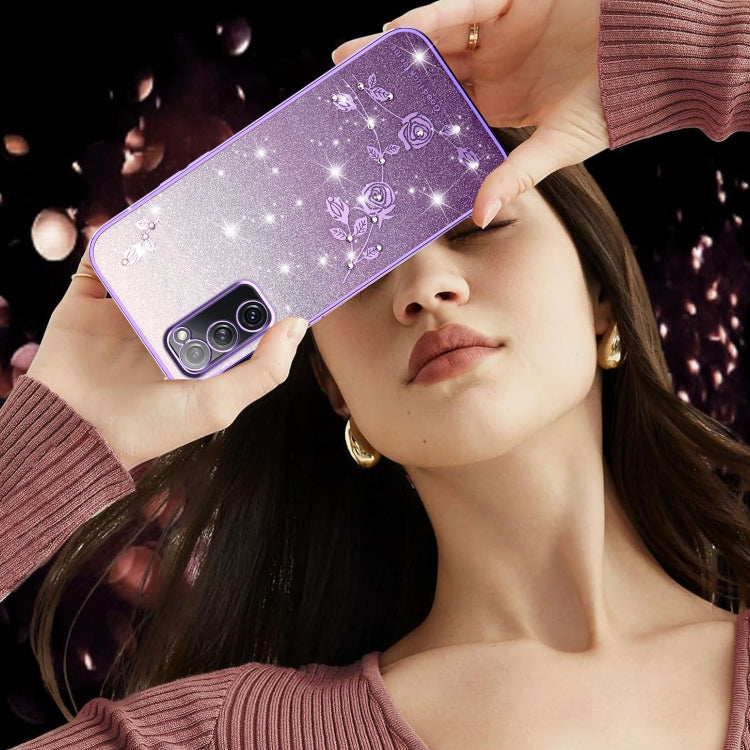 For Samsung Galaxy S20 FE Gradient Glitter Flower All-inclusive Phone Case
