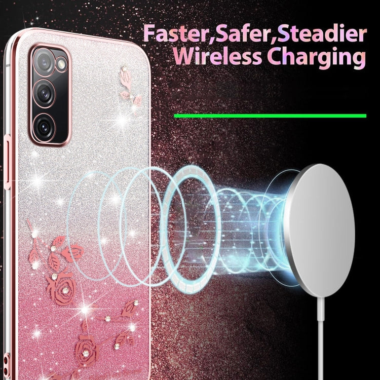 For Samsung Galaxy S20 FE Gradient Glitter Flower All-inclusive Phone Case