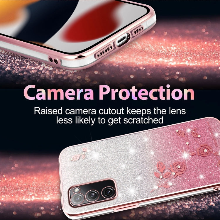 For Samsung Galaxy S20 FE Gradient Glitter Flower All-inclusive Phone Case