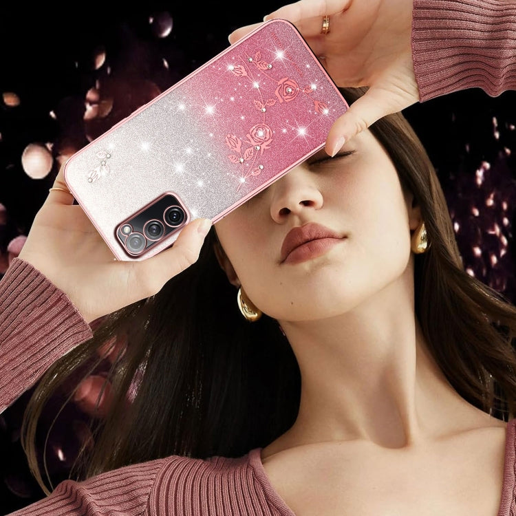 For Samsung Galaxy S20 FE Gradient Glitter Flower All-inclusive Phone Case