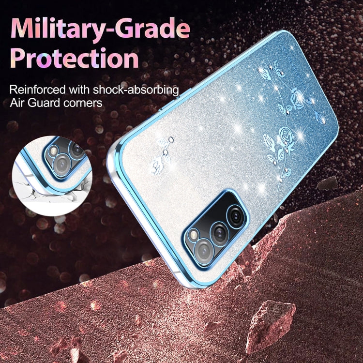 For Samsung Galaxy S20 FE Gradient Glitter Flower All-inclusive Phone Case