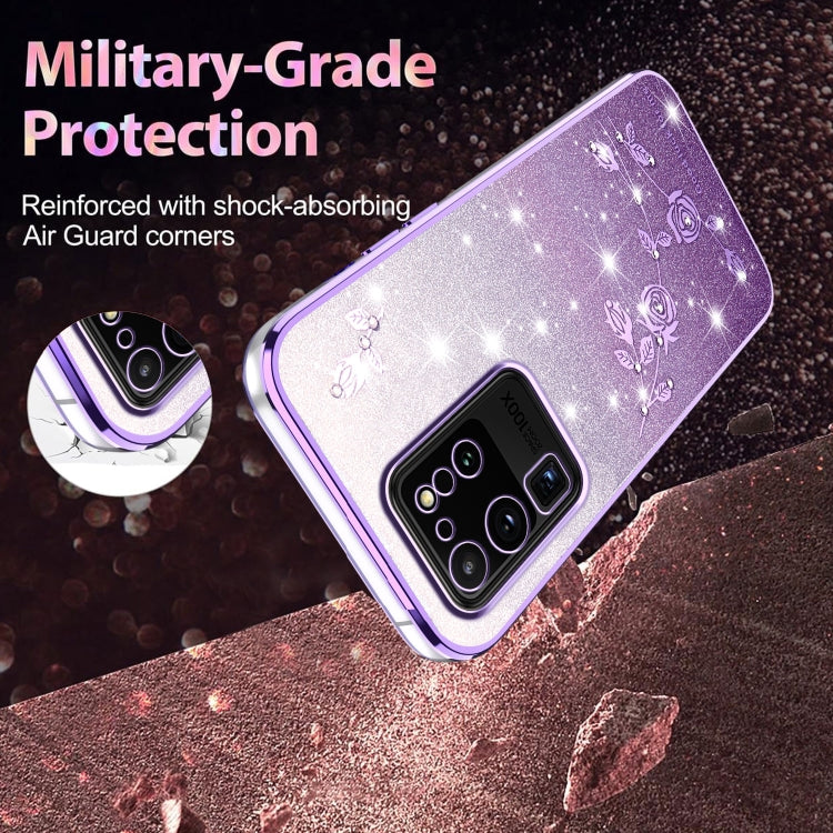 For Samsung Galaxy S20 Ultra Gradient Glitter Flower All-inclusive Phone Case