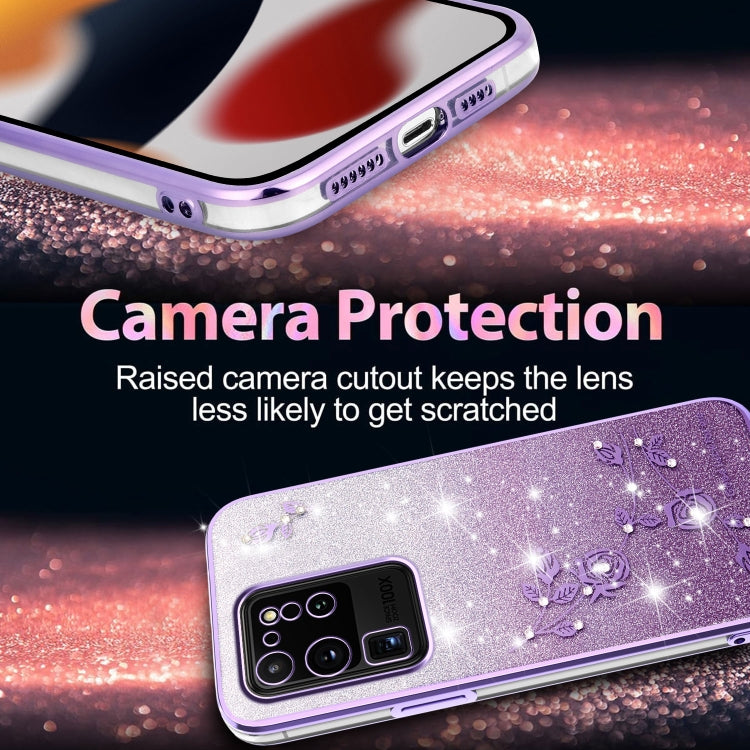 For Samsung Galaxy S20 Ultra Gradient Glitter Flower All-inclusive Phone Case