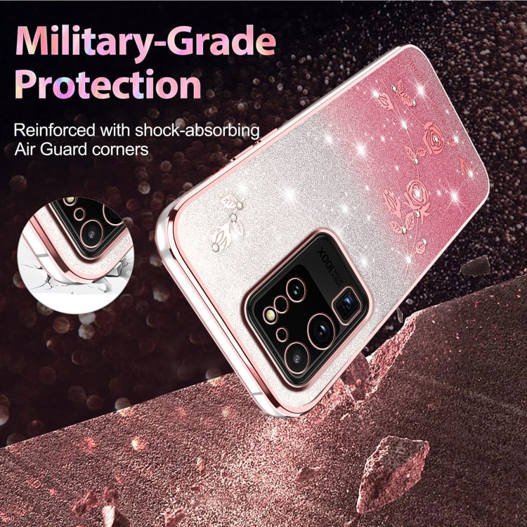 For Samsung Galaxy S20 Ultra Gradient Glitter Flower All-inclusive Phone Case