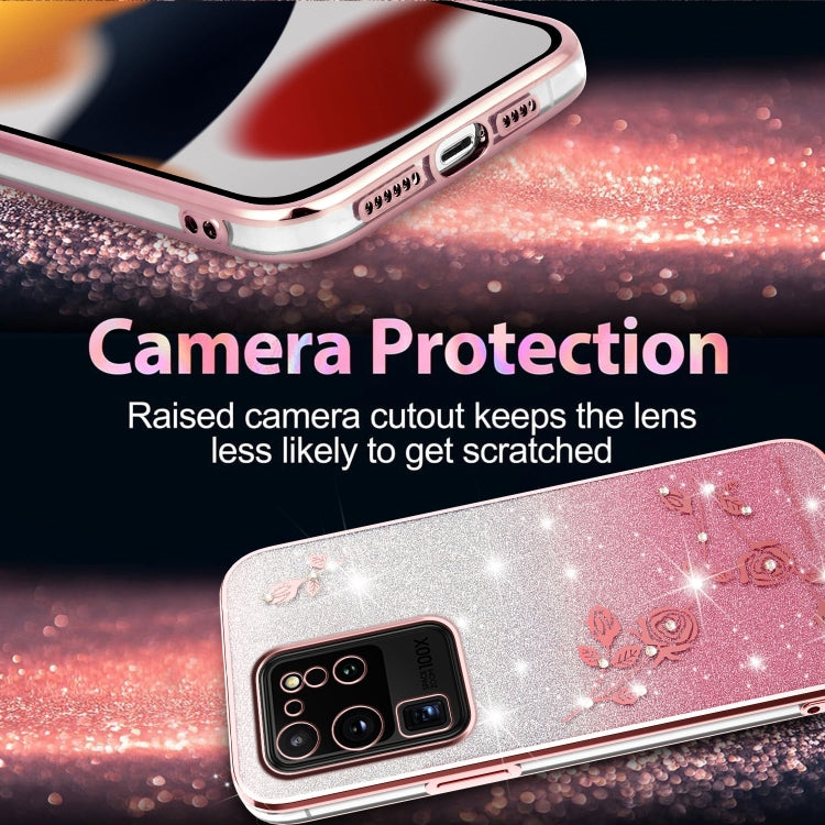 For Samsung Galaxy S20 Ultra Gradient Glitter Flower All-inclusive Phone Case