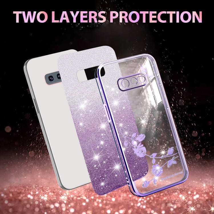 For Samsung Galaxy S10e Gradient Glitter Flower All-inclusive Phone Case
