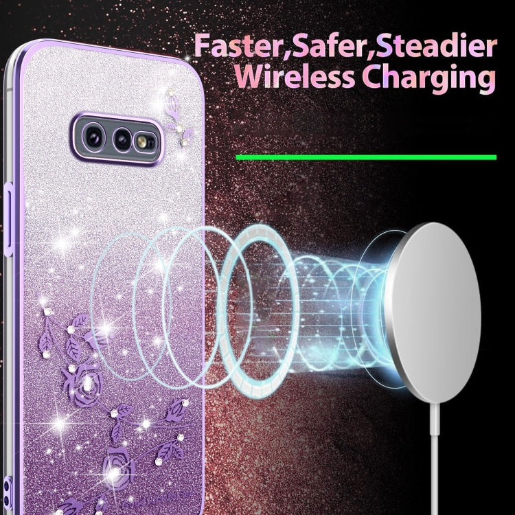 For Samsung Galaxy S10e Gradient Glitter Flower All-inclusive Phone Case