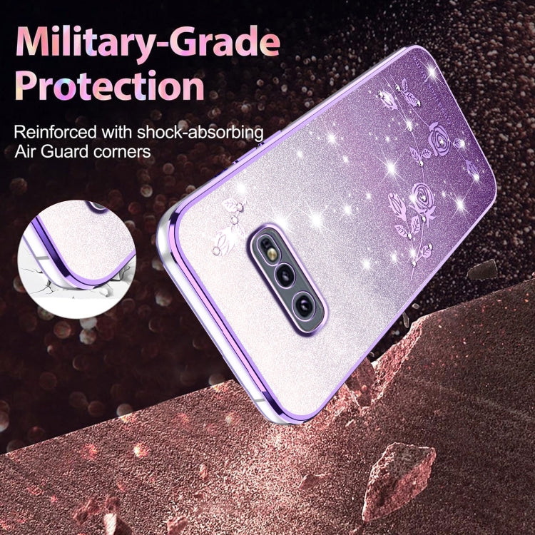 For Samsung Galaxy S10e Gradient Glitter Flower All-inclusive Phone Case