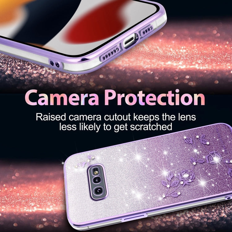 For Samsung Galaxy S10e Gradient Glitter Flower All-inclusive Phone Case
