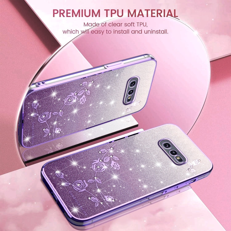 For Samsung Galaxy S10e Gradient Glitter Flower All-inclusive Phone Case